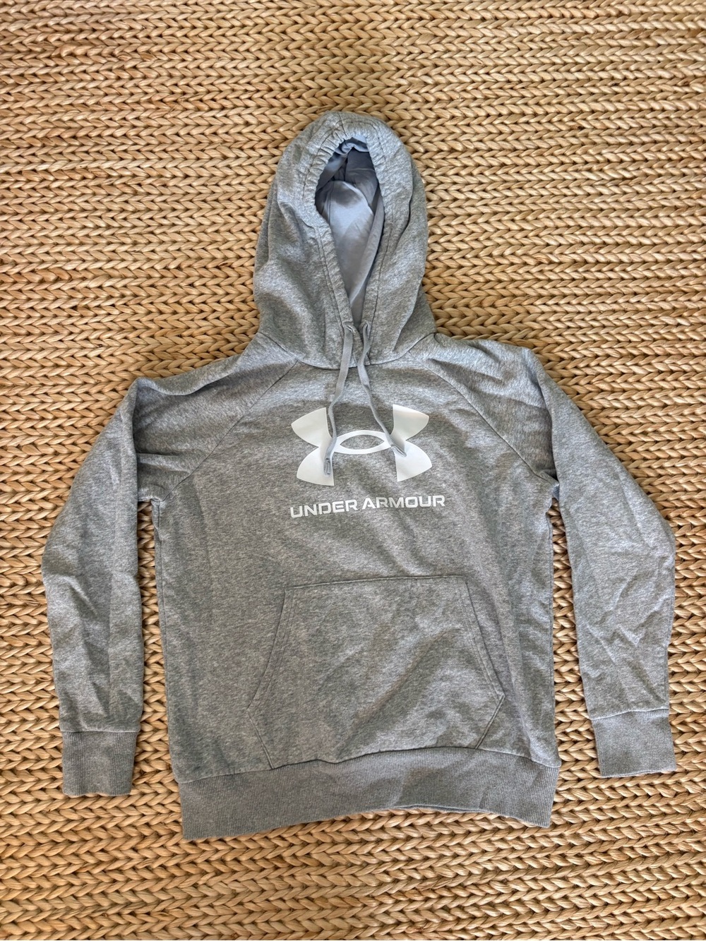 Under Armour Heather Gray Pullover Hoodie with White Logo